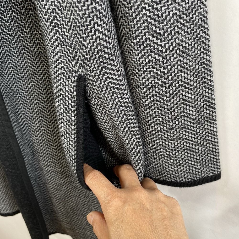 Talbots Womens Merino Wool Front Open Knit Drape Cardigan Herringbone Sz XS Gray - Picture 6 of 16